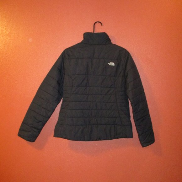 North Face Woman Medium Black White Full Zip Pockets Warm Long Sleeve Coat - Picture 4 of 8